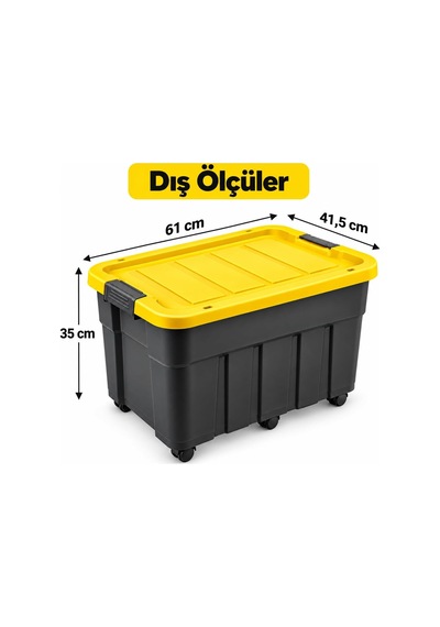 Tekerlekli Premium Kapaklı Plastik Saklama Kutusu, 60 L Diğer