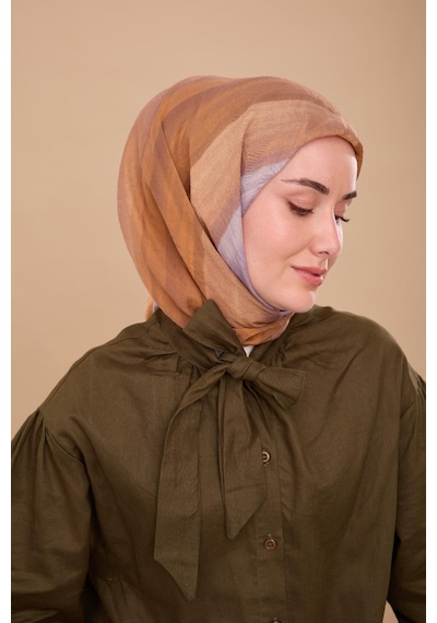 Silk Home Olinda İpek Eşarp 47005-24 Turuncu, Vizon, Krem, Lila, Bej, Kahverengi, Taba