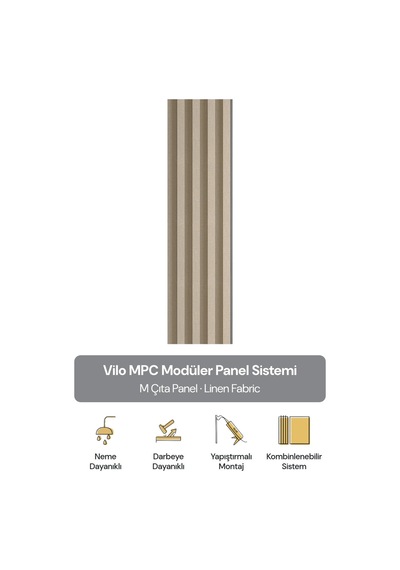 Vilo Mpc M Çıta Duvar Paneli Linen Fabric 265cm Yapıştırmalı Montaj - Neme Ve Darbeye Dayanıklı