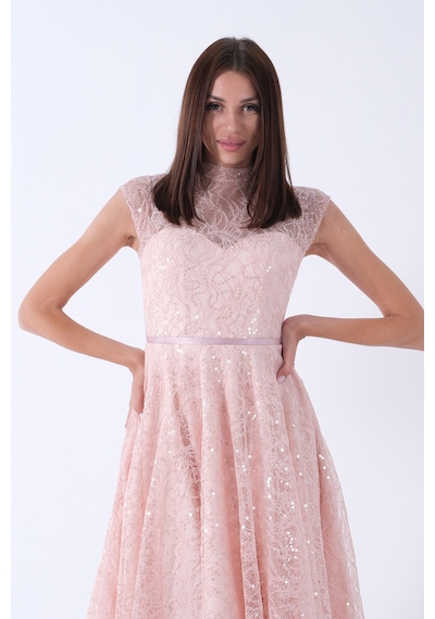 Feminist Pudra Dantelli Pullu Midi Boy Abiye 9705960