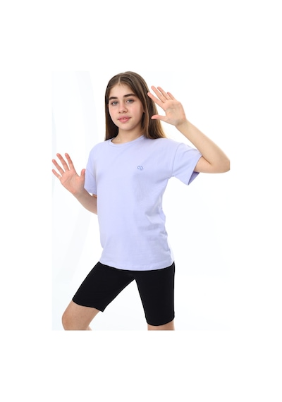 Toontoy Kids Toontoy Kız Çocuk Baskılı Bisiklet Yaka Kısa Kollu Tişört Mavi