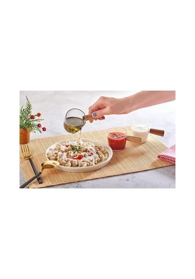 6 Lı Ahşap Saplı Mıka Reçellik Sosluk Sofra Sunum Kahvaltı Seti - Ahşap Saplı Sunumluk 80 Ml Şeffaf