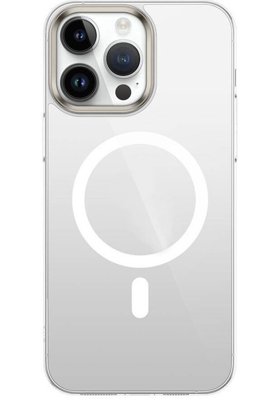 Apple Uyumlu iPhone 15 Pro Max Kılıf Wireless Şarj Özellikli Şeffaf G-glass Kılıf