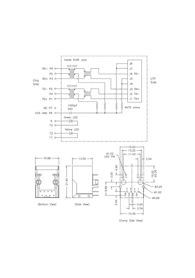 Trafolu Rj45 Hr911105A Ethernet Bağlantı Soketi