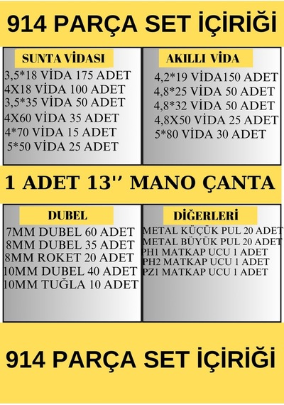 Vida Dubel Takımı 914 Parça