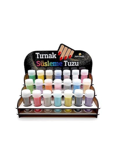 Artikel Renkli Tırnak Süsleme Tuzu Standı Nail Art 21 Adet
