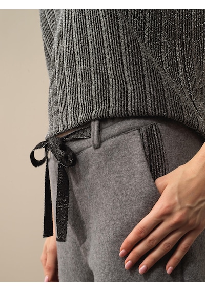 Koyu Gri Pamuk Dokulu Oversize Pantolon 470412