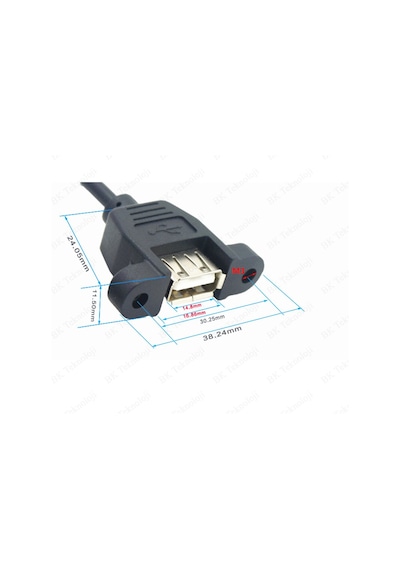 Panel Tipi Vidalı Usb 2.0 Uzatma Kablosu-30Cm