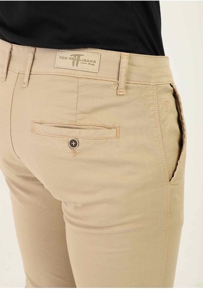 Tom Free Store Erkek Likralı Esnek Kumaş Pamuklu Yumuşak Dokulu Chino Pantolon KOYU BEJ