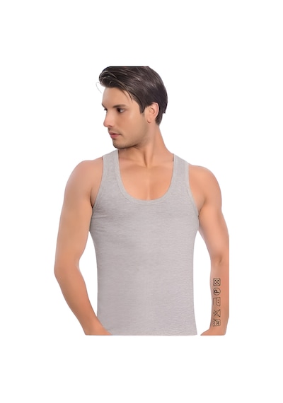 İki Yıldız Erkek Penye Atlet 3'lü Paket 02 Gri