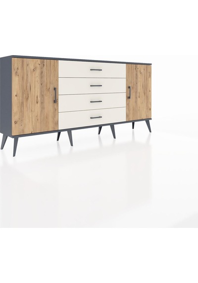 Arges Konsol 2 Raflı 4 Çekmeceli 2 Kapaklı 176x30x83 Antrasit-çam/aytaşı Çam/aytaşı Arges Konsol 2 Raflı 4 Çekmeceli 2 Kapaklı 176x30x83 Antrasit-çam/aytaşı Çam/aytaşı