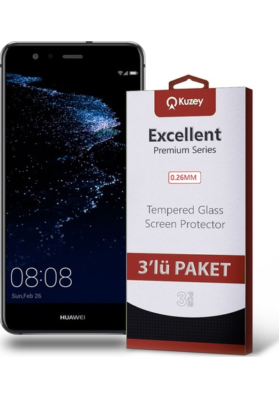 Huawei P10 Lite ile Uyumlu Kırılmaz Cam Ekran Koruyucu Ekonomik 3'lü Paket