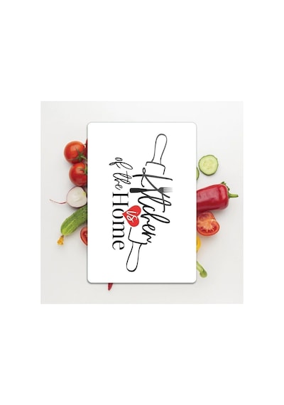 Tr Cam Kesme Tahtası Ve Sunum Tablası Kitchen Love Desenli 20 X 30 Cm Diğer