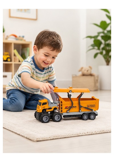 4x4 Sürtmeli Çöp Kamyonu Oyuncak 27 Cm Açılabilir Kasalı Metal Gövdeli