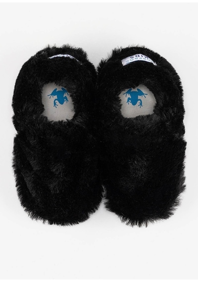 Hopfrög Kids Furry Siyah Kürk Barefoot Patik Siyah