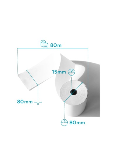 20 Adet 80 Mm X 80 M X 12 Mm Termal Rulo Ve Termal Kağıt, 48 G, Kasa Rulosu, Yazarkasa İçin Kağıt Rulo, Bpa İçerme