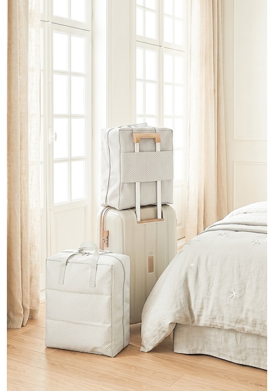 Ocean Home Textile 2'li Gri Balıksırtı Ayakkabı Taşıma Seyahat Çantası Seti 36 X 41 X 20 Cm