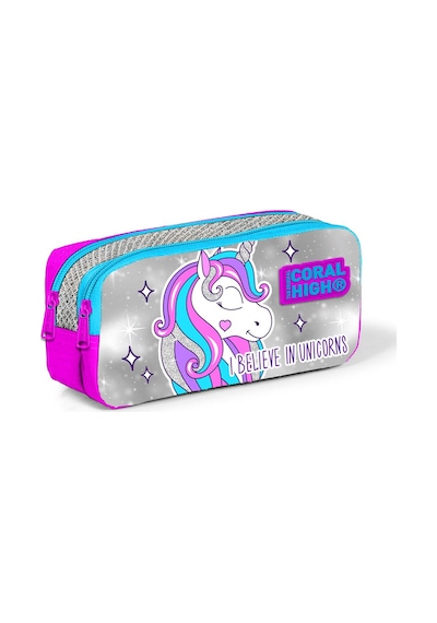 Coral High Kids Pembe Gümüş Simli Kumaşlı Unicornlu İki Bölmeli K