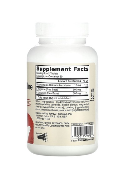 Jarrow Formulas, Arginine-citrulline Sustain, 120 Tablets