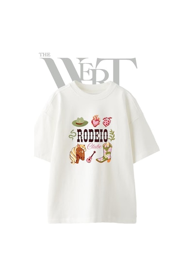 Thewert Rodeo Cowboy 1 Tasarım Baskılı Ünisex Beyaz Oversize T-shirt
