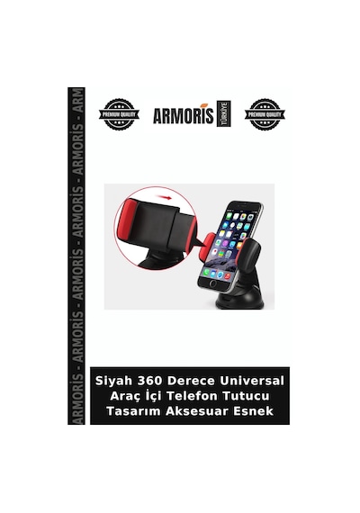 Siyah 360 Derece Universal Araç İçi Telefon Tutucu Tasarım Aksesuar Esnek