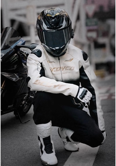 Ebakbak Motosiklet Montu 4 Mevsim Sport Racing Mont Pu Leather Siyah-altın