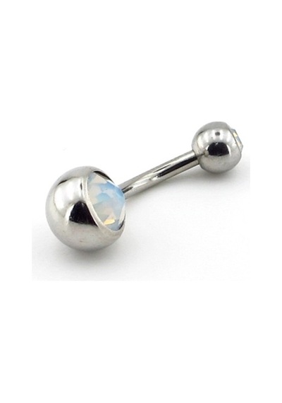 Buz Renk Taşlı Muz Göbek Çelik Piercing P464
