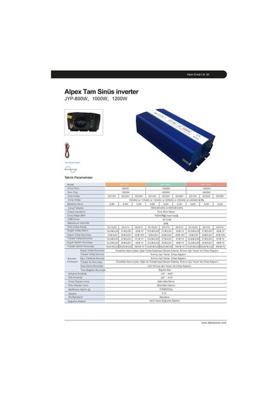 1000 Watt 12 Volt Tam Sinüs İnverter