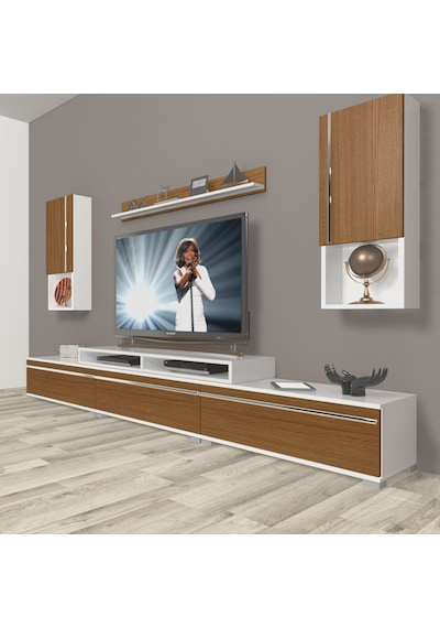 Decoraktiv Ekoflex 270ta Mdf Tv Ünitesi Tv Sehpası Beyaz - Ceviz