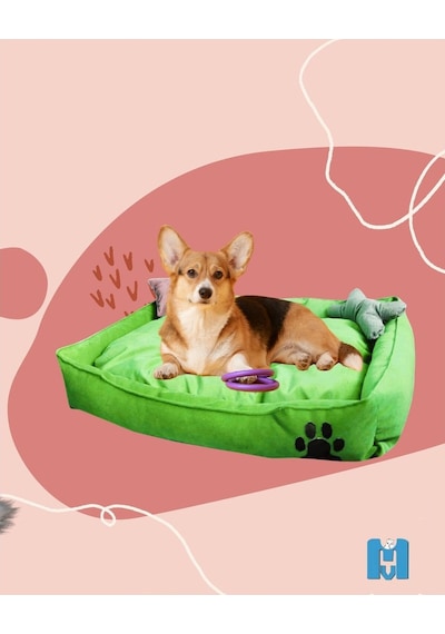 Mavi Vitrin Yıkanabilir Kedi Köpek Yatağı Büyük Boy Handmade 90 x 60 CM