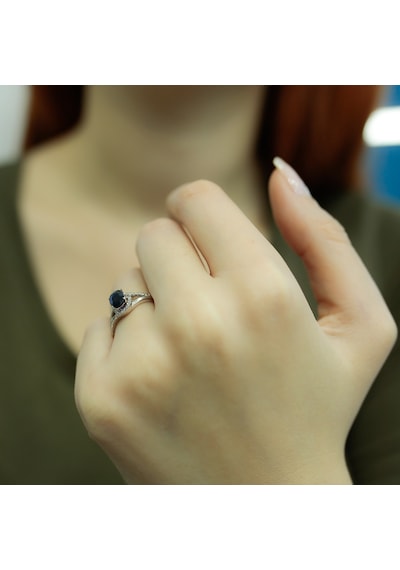 Lova Pırlantalı Oval Safir Yüzük - 1030160
