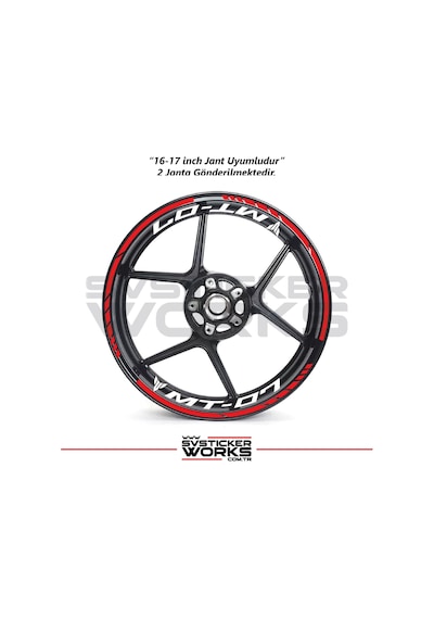 Yamaha Mt-07 Jant Sticker Dış Ve İç Set Sticker Jant Şeridi Kırmızı