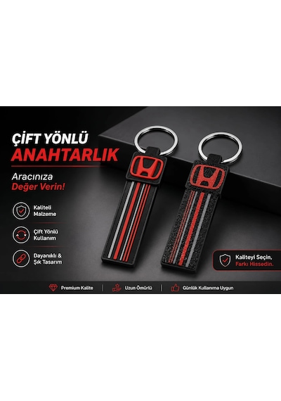 Honda Anahtarlık Çizgili , Honda Araç Anahtarlık - Honda Çift Yönlü Araba Anahtarlığı