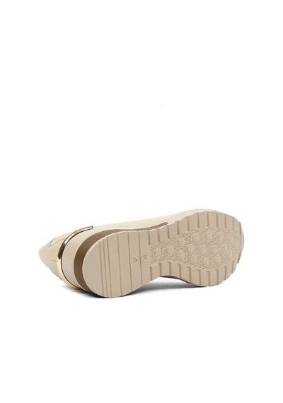 Kadın Bej Dolgu Topuklu Deri Sneaker
