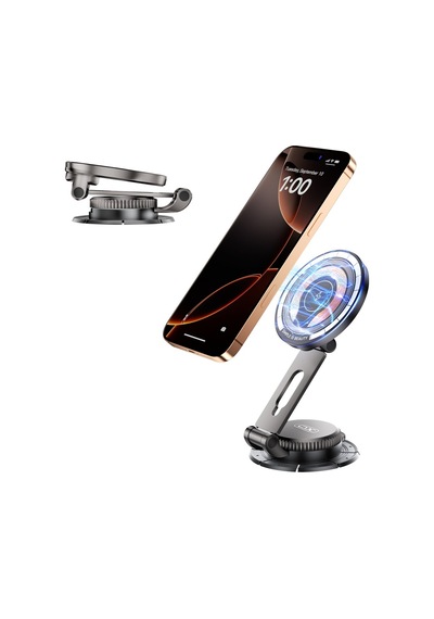 Delux Serisi Mobil Aksesuar Telefon Tutucu Sürücü Aksesuarı Metal Araç İçi Kablosuz Şarj Cihazı 15w