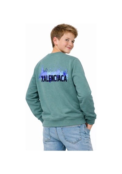 Baglan Erkek Çocuk Ön Arka Baskılı Sweatshirt Bgl-st05230 Açık Yeşil