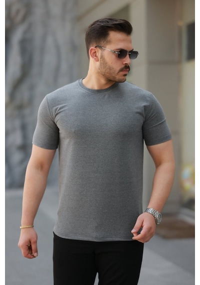 Butik İstanbul Erkek Basic Kısa Kollu Tişört Gri