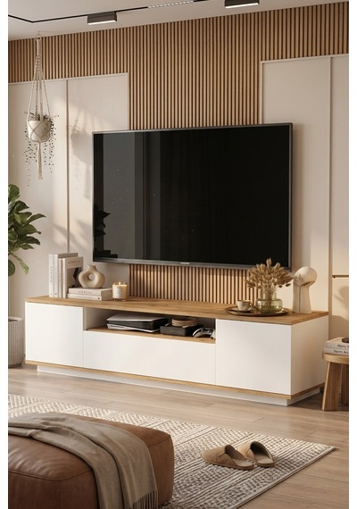 Yurudesign Future Tv Ünitesi Fr7-Aw Çam-Beyaz