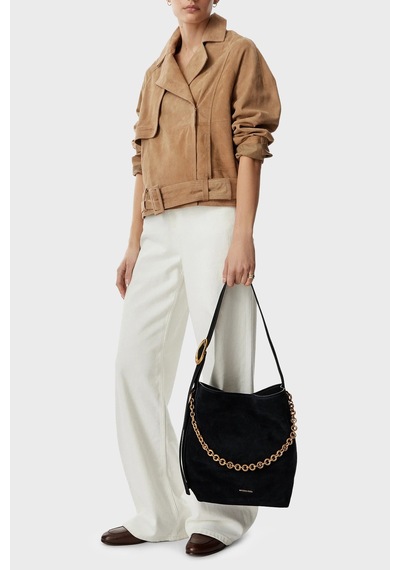 Michael Kors Zincir Detaylı Ayarlanabilir Askılı Süet Çanta 30t6auem8s001 Kadın Çanta 30t6auem8s 001 Siyah