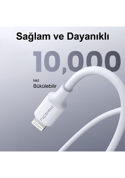Nicepro Npo UTL12 60 W 1.2 M Tpe USB To Lightning Hızlı Şarj Ve Data Kablosu