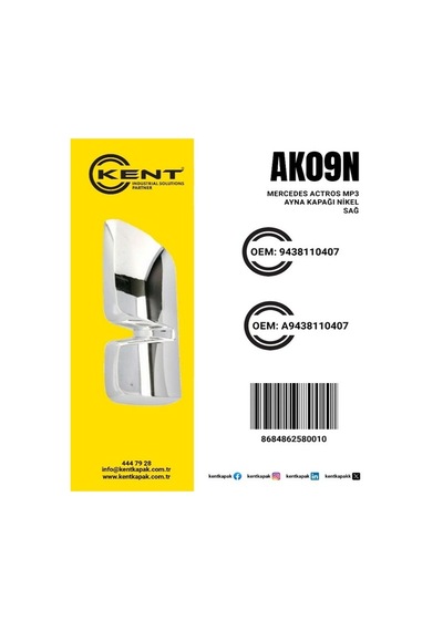 Kent Mercedes Mp3 Ayna Kapağı Krom Sağ