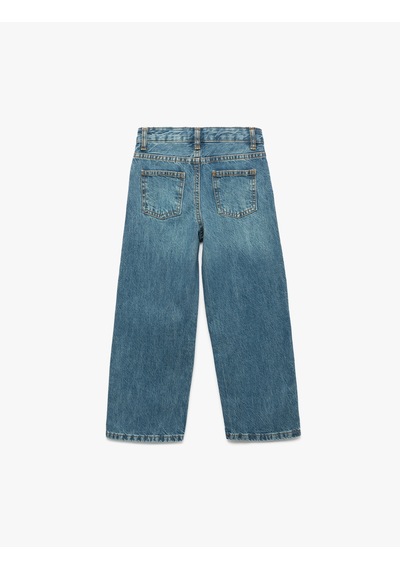 Koton Pamuklu Cepli Straight Fit Denim Pantolon Orta İndigo 6wkg40031ad Indigo