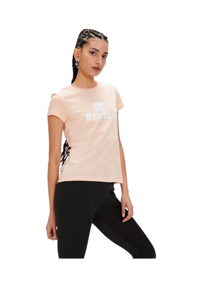 Bad Bear Logo Tee Kadın Tshirt - Bisiklet Yaka Şeftali