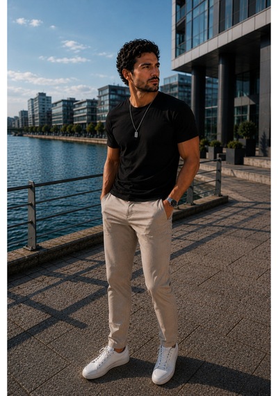 Luxıc Core Erkek Slim Fit Siyah Bisiklet Yaka Pamuk Penye Günlük Rahat Basic Tişört