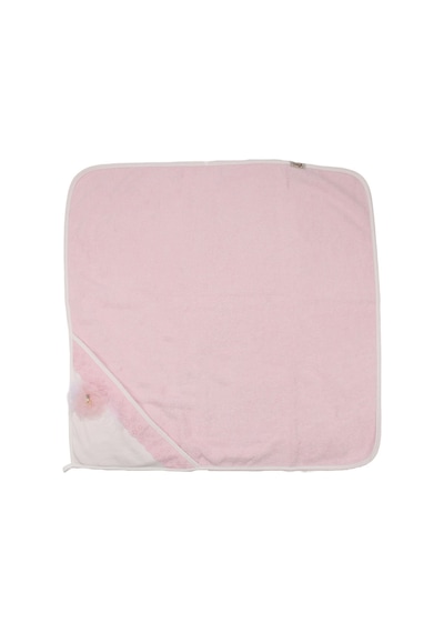 Kız Bebek Pembe Fistolu Tüllü Çicek Broşlu Lifli Havlu Seti 75x75 Cm Çok Renkli