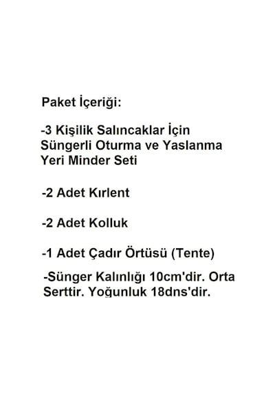 Mandaş Süngerli 3 Kişilik Salıncak Minder Seti -yeşil Krem Yeşil