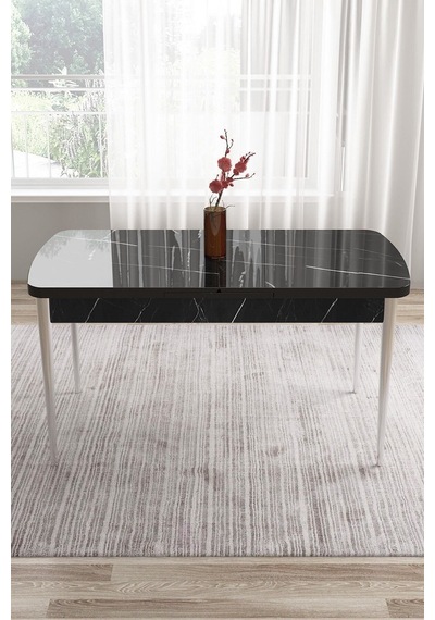 Canisa Tia Serisi 80x132 Açılabilir Mdf Beyaz Gold Detay Masa Takımı Ve 6 Antrasit Sandalye Masa Beyaz Sandalye Antrasit Canisa Tia Serisi 80x132 Açılabilir Mdf Beyaz Gold Detay Masa Takımı Ve 6 Antrasit Sandalye Masa Beyaz Sandalye Antrasit