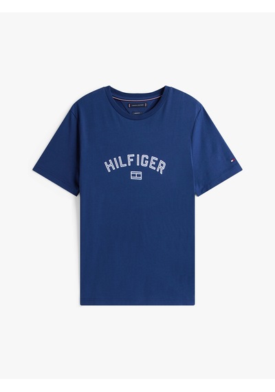 Tommy Hilfiger Hılfıger Flock Tee Erkek Mavi T-shirt - Mw0mw39357