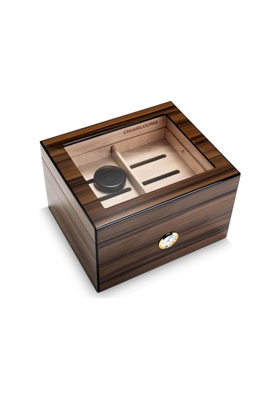 Cigarloong Camlı Puro Kutusu Humidor Ceviz 70's