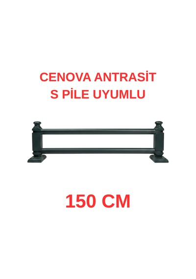 Cenova S Pile Ve Perde Düğmesi Uyumlu Çetray Çift Raylı Modern Ahşap Rustik Antrasit 150 Cm Antrasit